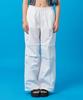 KOLEAT Summer Cooling Crinkly Wide Elastic Banding Parachute Slacks Pants [White]