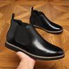 2024 Men's Chelsea Boots: Large Size, Double Elastic, Formal Pointed Toe, Mid-Cut Leather for Autumn/Winter