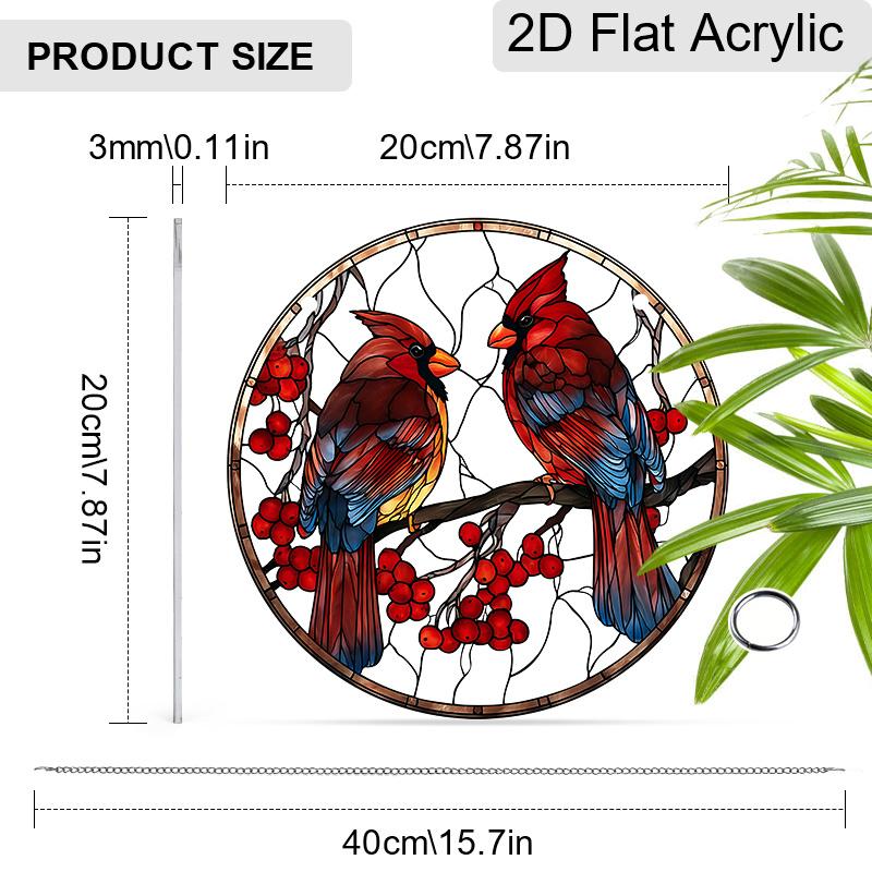 Acrylic Cardinal Bird Suncatcher Stained Glass Effect Window Hanging Ornament Bird Lover Gifts for Mom Grandma
