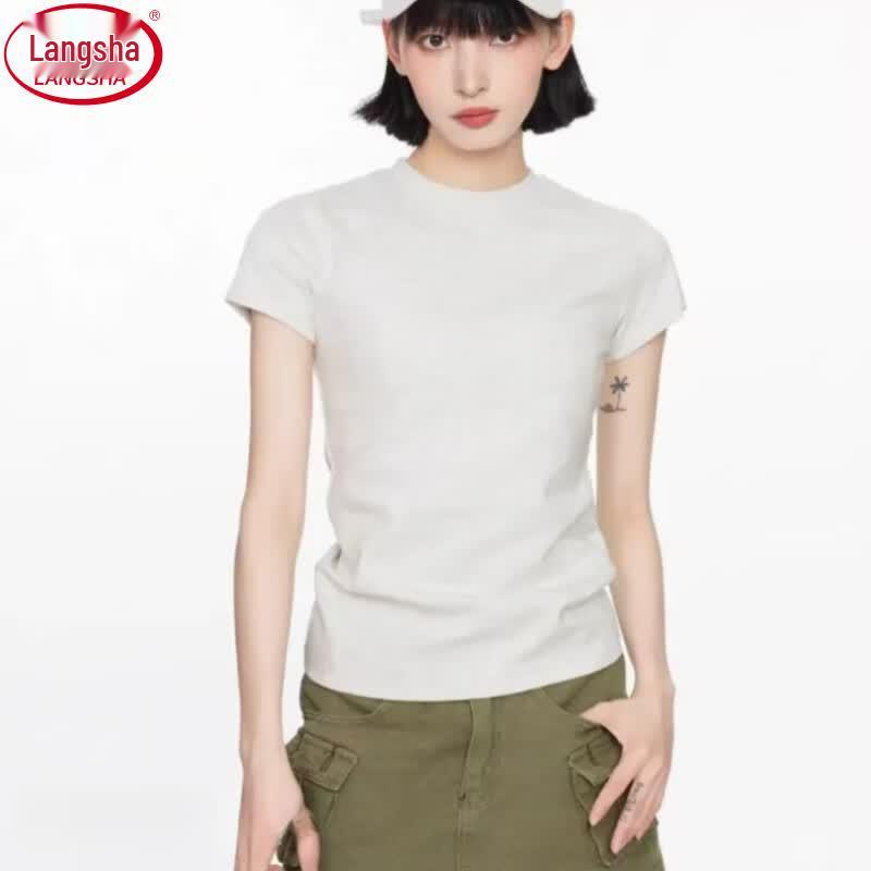 Langsha Women s 2026 New Style Short Sleeve T-Shirt M хизер серый