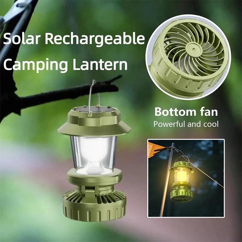 Barbecue fan camping light rechargeable tent environmental light outdoor portable emergency work light bright flashlight fishing hiking