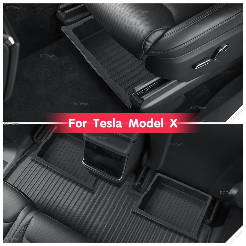 Underseat Storage Box for Tesla Model X Car Seats Drawer TPE Hidden Storage Box Push Pull ModelX Car Interior Accessories