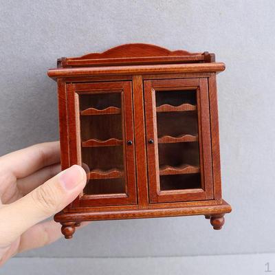 1:12 Maßstab Miniatur Schrankmöbel Holz Weinschrank Puppenhaus für Foto