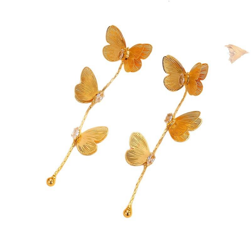 Long-flowing Tassel Butterfly Earrings for Women - Luxurious and High-end Ear Studs with Unique, Exaggerated and Grand Design.