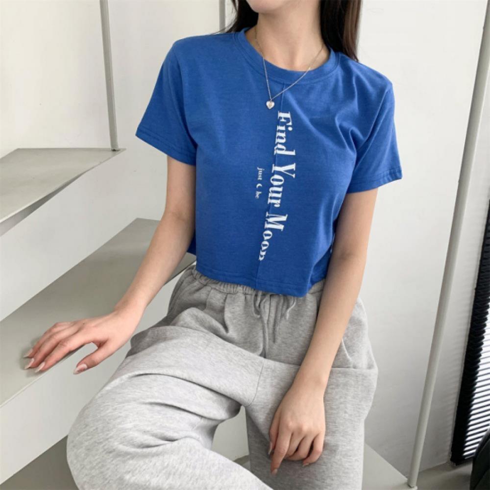 New Arrivals Open Run Women Hip Mood CuTTing LeTTering CoTTon Crop T shirT