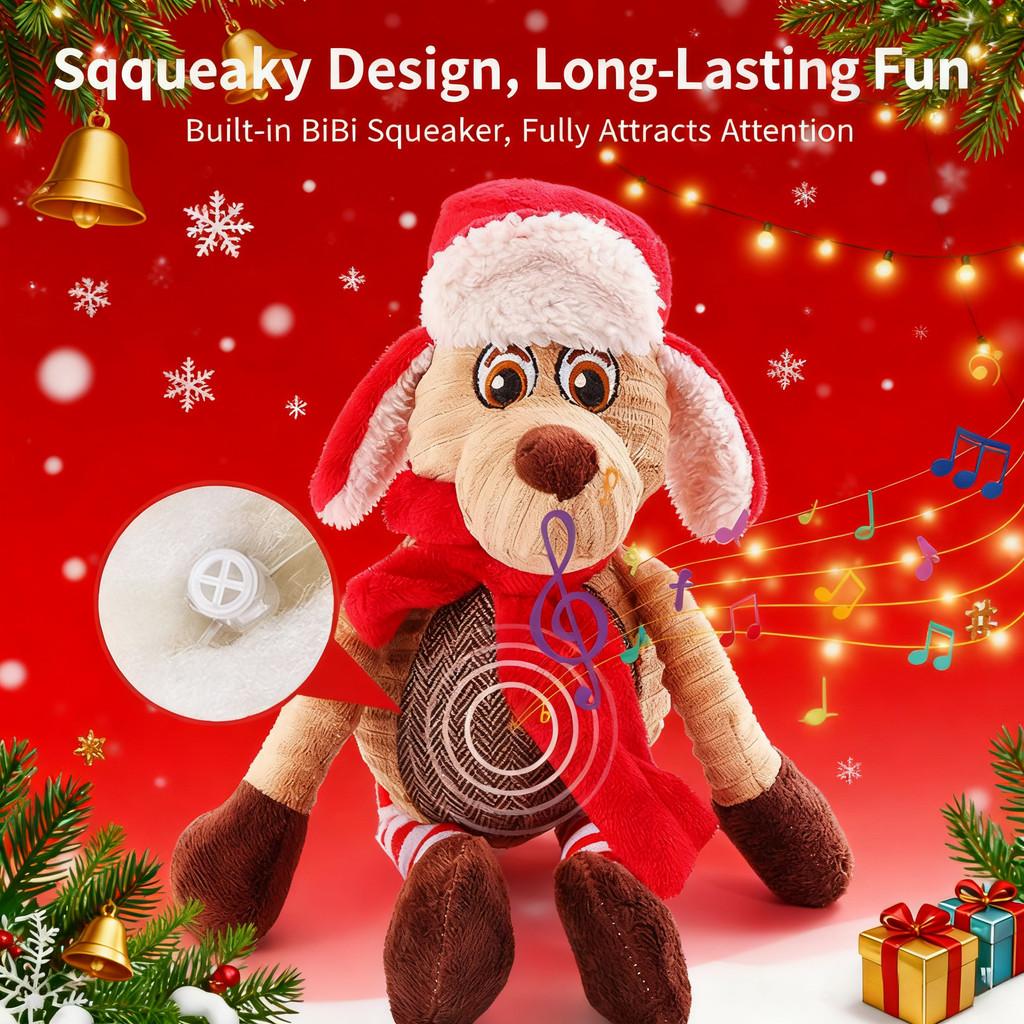 Christmas Dog Squeaking Toys, Christmas Interactive Plush Dog Toys, Rich Dog Chewing Toys, Cat and Dog Toys - Deer