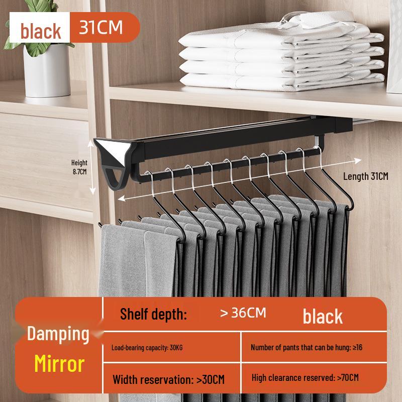Telescopic Wardrobe Pants Rack with Buffer Drawer Slide & Hanging Rod
