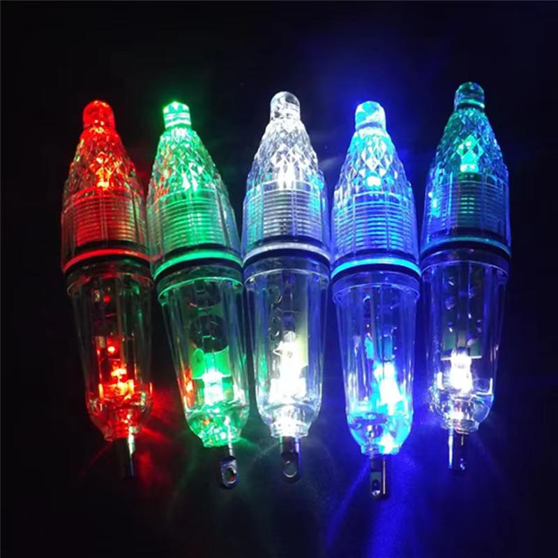 10Pcs/lot 12cm Deep Drop Underwater Fish Attracting Lure LED Fishing Red Blue Green White Flash Light Bait Multicolor