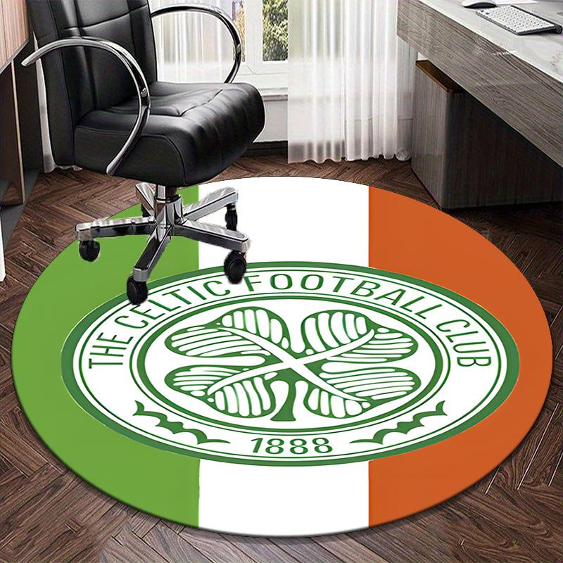 1PC round rug Cel-tic Football Club Crest Printed Round Area Rug ,Rug For Home Office, Round Chair Rug, Decorative Carpet Fan gifts Christmas gift