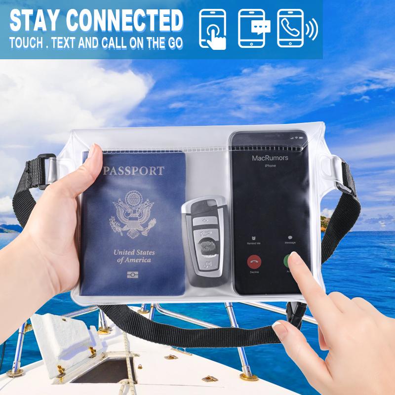 2 PACK Waterproof Waist Phone Bag Large Capacity Swimming Storage Pouch Clear Belt Waist Pack