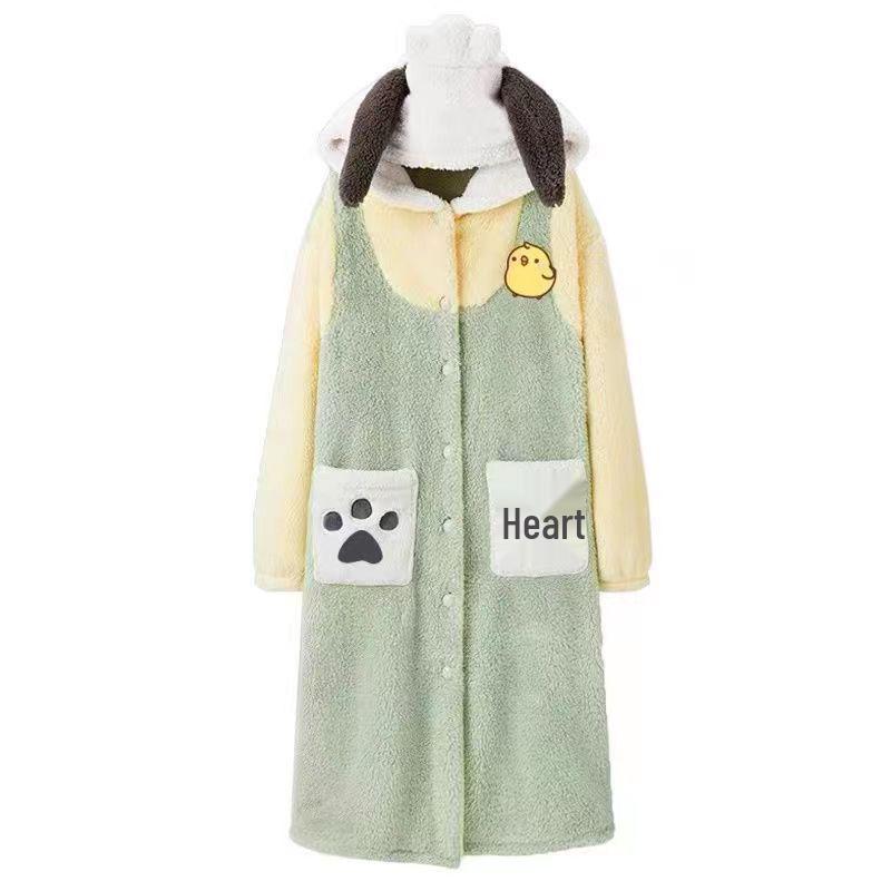 Cozy Mike Wazowski Fleece-Lined Hooded Pajamas - Winter Homewear with Short Sleeves