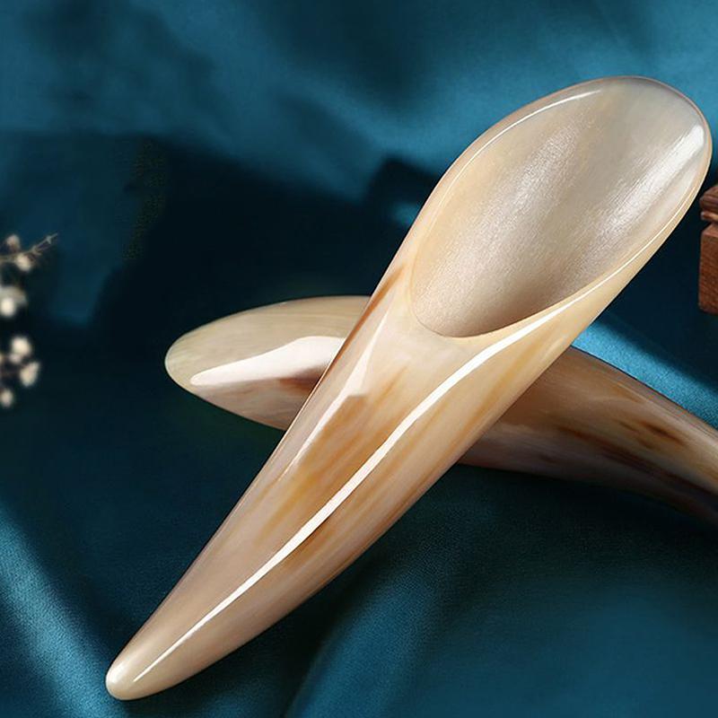 1 Stk. Natürliches Büffelhorn Kein Stress Guasha Massage Werkzeug Akupunktur Spa Therapie Gua Sha Massagegerät Schabebrett