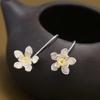925 Silver Long Flower Earrings Elegant Lady Prevent Allergy Fashion Jewelry New Design