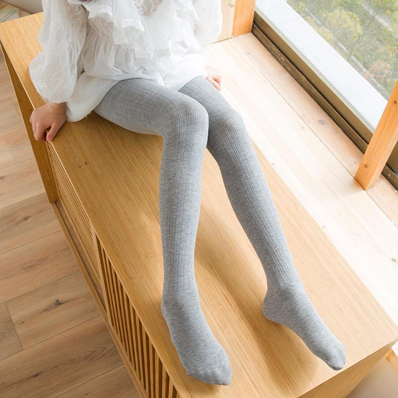 Girls' Spring & Autumn Solid Color Twisted Leggings with Step-on Cotton Dance Socks