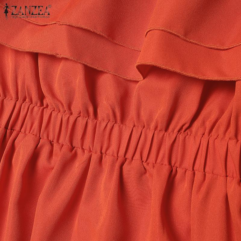 ZANZEA Γυναικείο μακρύ φόρεμα με χαλαρό φόρεμα για διακοπές στην παραλία