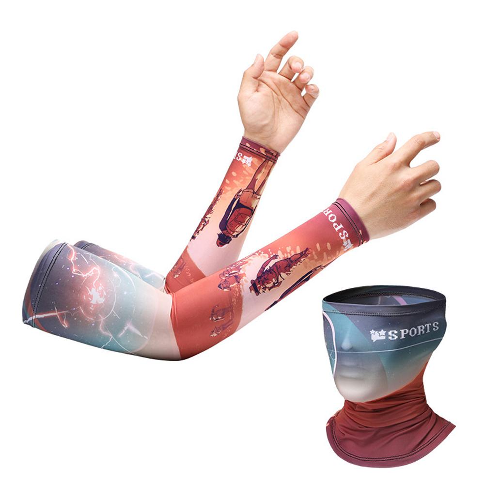 Summer Ice Silk Sleeve Mask Outdoor Activity Fishing Biking Quick-drying Mask Anti-UV Fishing Sleeves Breathable Sun Protection J8N8