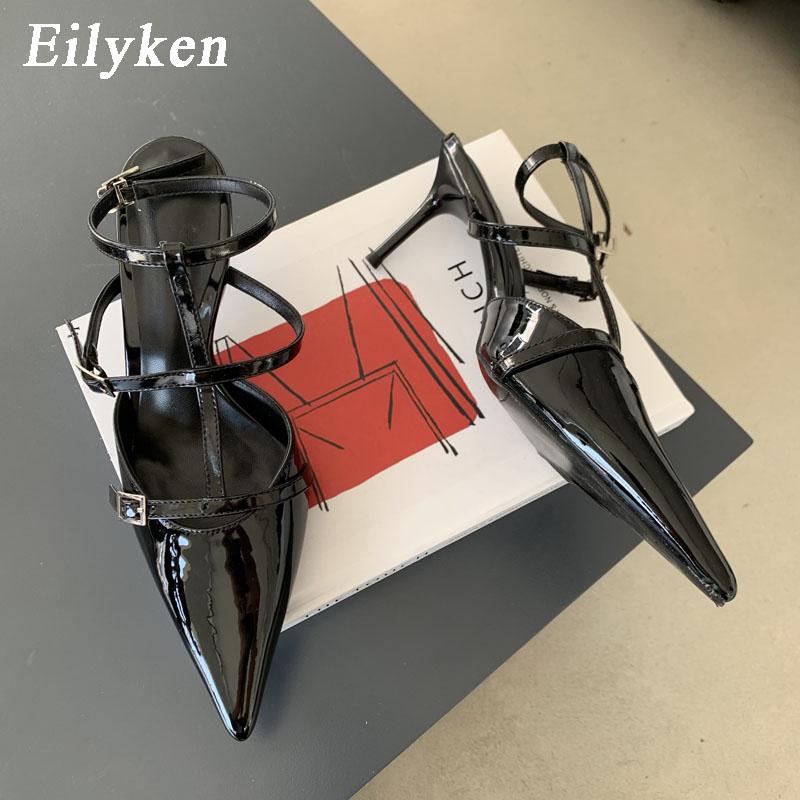 Fashion Eilyken Spring New Gold Silver Pumps Women Fashion Pointed Ladies Elegant Thin High Heel Hollow Out Dress Sandalias De Mujer