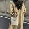 Bucket Handbag Bag Single Shoulder Crossbody Strap Vintage Belt Decoration Stylish High-end Fashionable Casual Solid