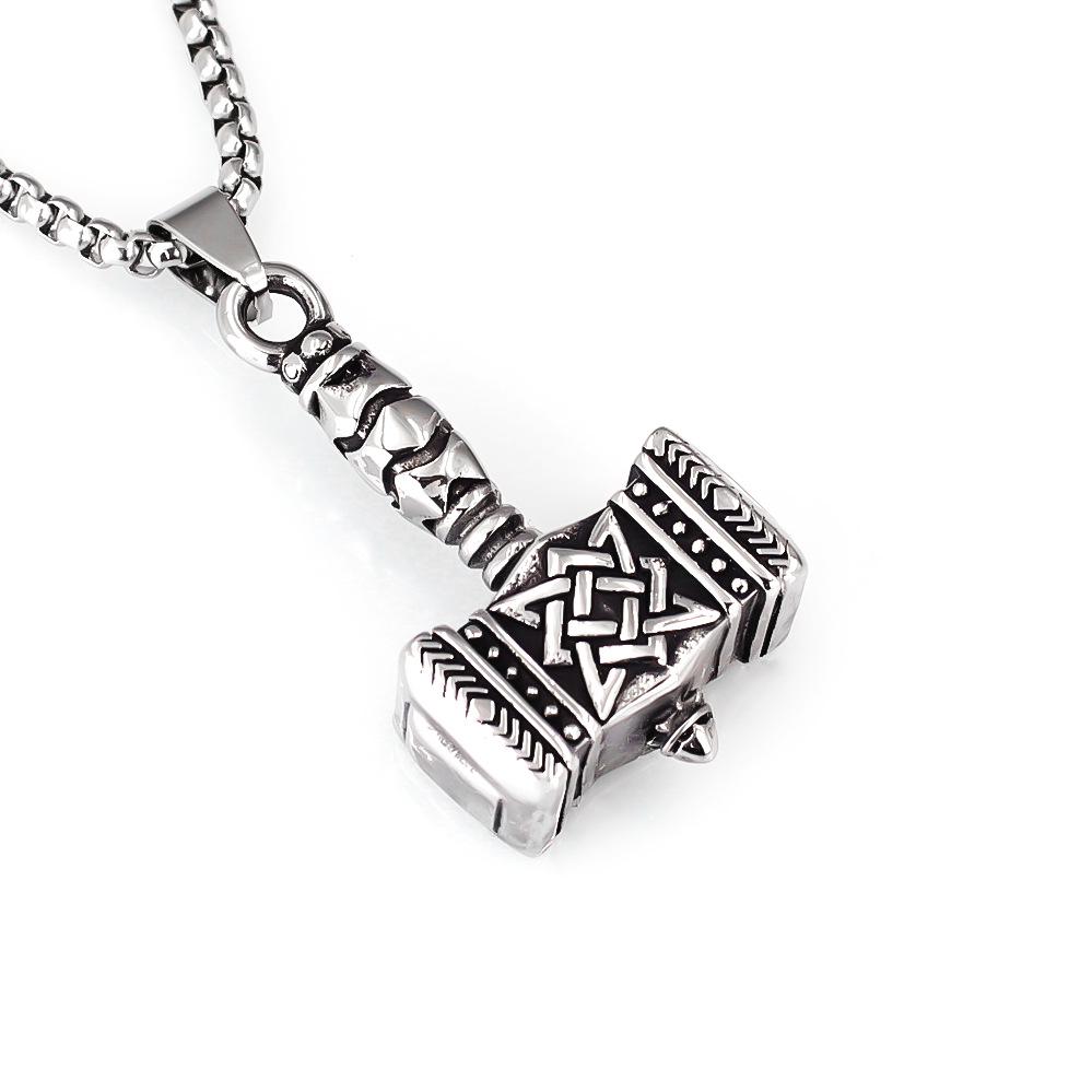 Retro Viking Thor's Hammer Stainless Steel Pendant Necklace