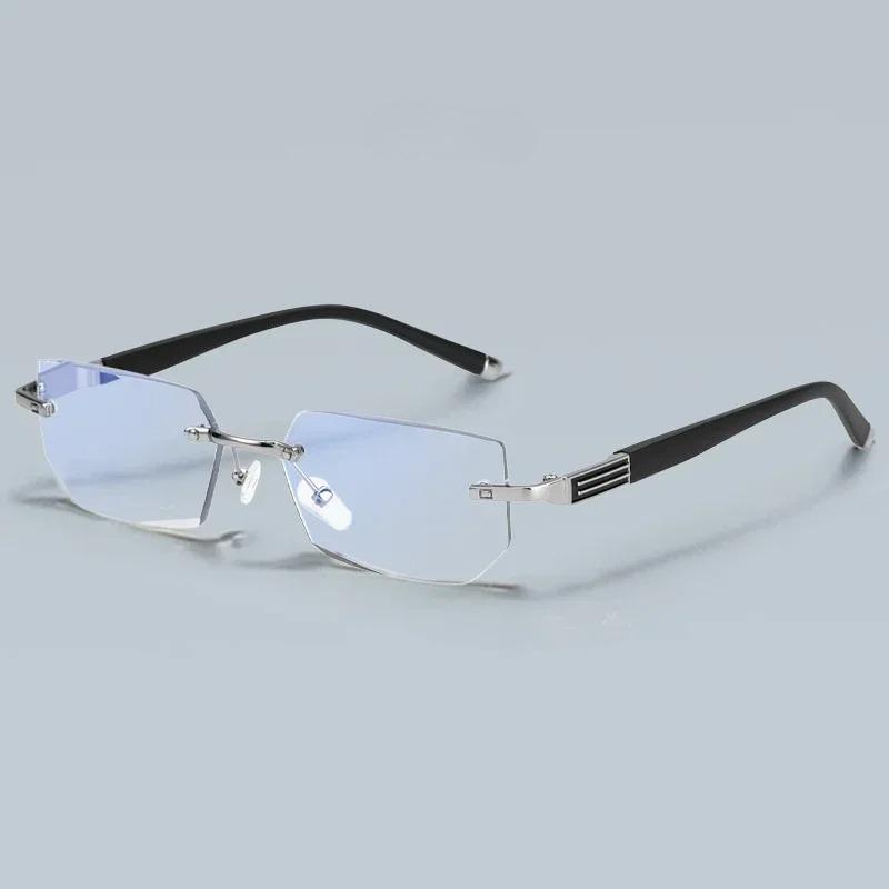 Men Square Reading Glasses Business HD Lens Rimless Eyeglasses Women Trendy Presbyopia Prescription Eyewear +1.0 To +4.0