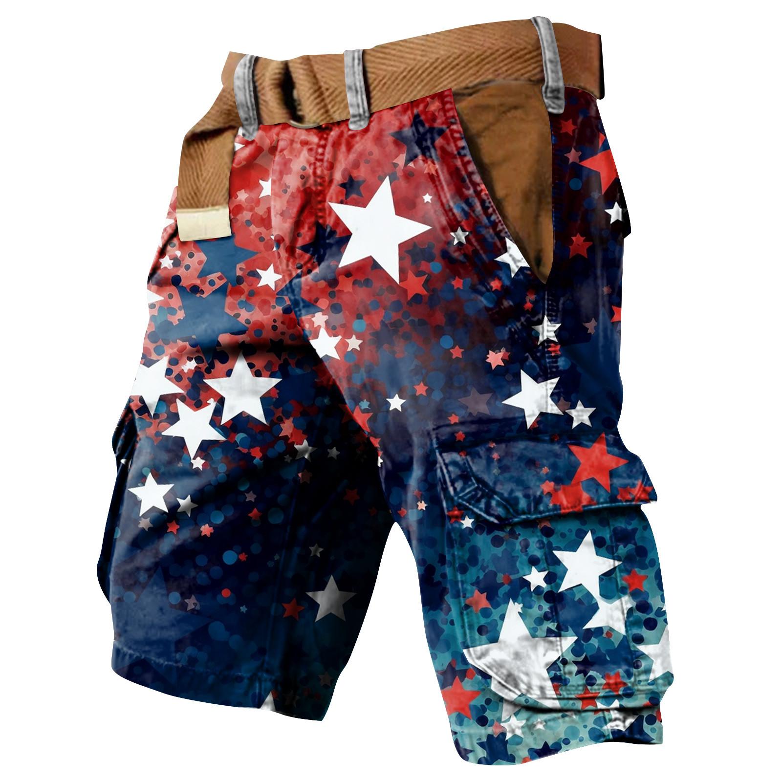 

Мужские рабочие шорты с принтом Дня независимости и несколькими карманами S