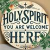1pc Bohemian Holy Spirit Welcome Round Metal Wall Art Engraved Cross Dove Home Decor Gift