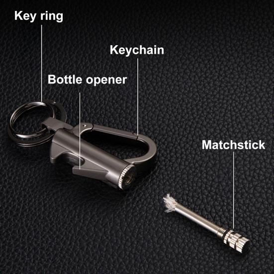 1/2 Pezzi Accendino Portatile Portachiavi Apribottiglie Multiuso Gas Kerosene Non Incluso Campeggio Outdoor Escursionismo Portachiavi in Metallo Portachiavi Sospeso