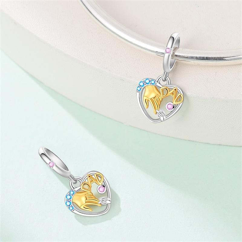 100 Copper Family Charm Bead Charms Bead Charms Father Mother Holding Hands Pendant Compatible With Authentic Bracelets Do It Yourself Ideal For Wome