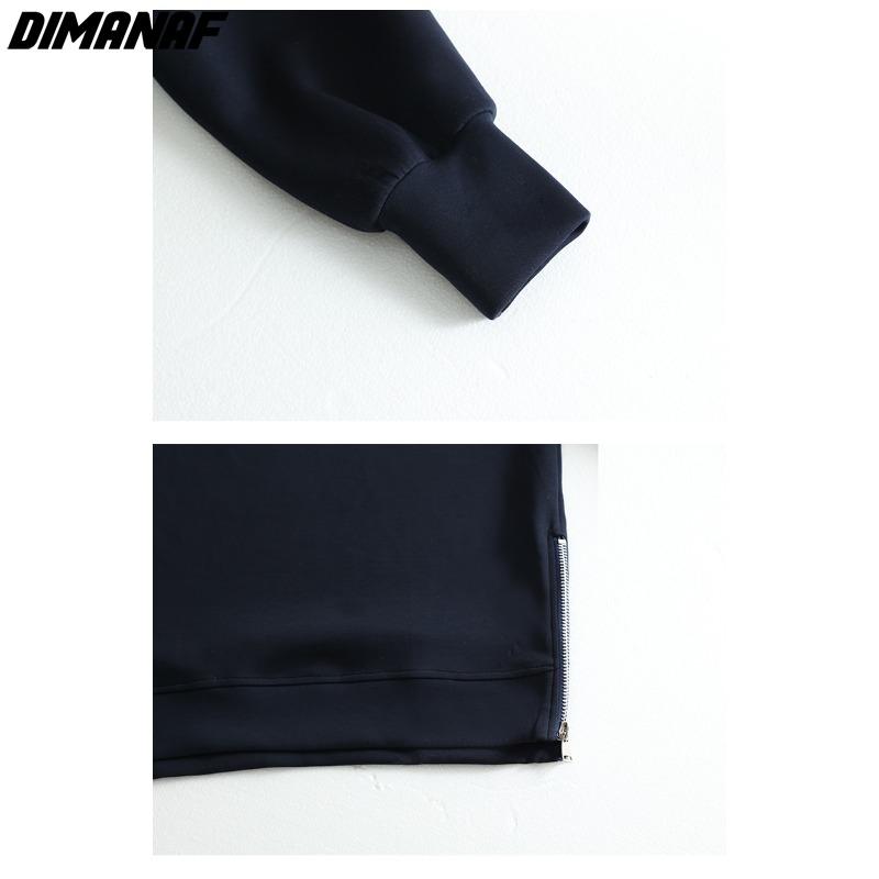 Dimanaf Autumn Women Plus Size T-Shirt Casual Lady Tops Shirts Tunic Clothing Oversize Loose Solid Long Sleeve Sweatshirts