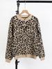 European and American new autumn and winter sweaters women's loose knitted round neck long-sleeved leopard print sweater cardigan jacket