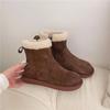 2024 New Winter Women's Fur Short Boots Plush Thick Warm Flat Thick-soled Cotton Shoes Women's Suede Snow Boots Botas Mujer