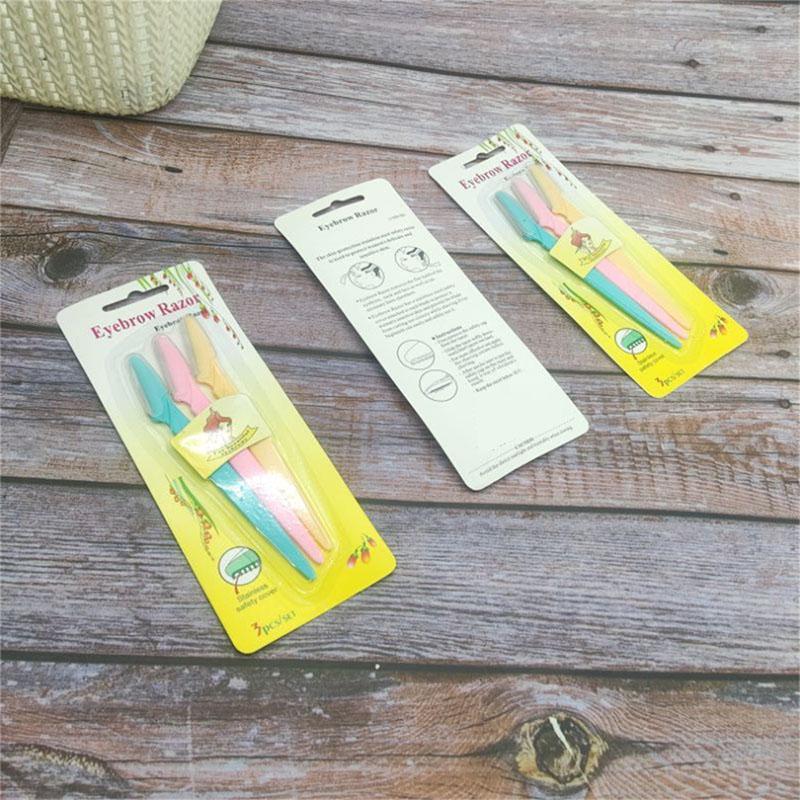 Eyebrow Trimming Knife Stainless Steel Prevent Slipping Handle Different Colors Eyebrow Trimmer Set