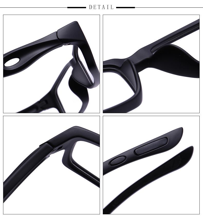 TR90 Sports Comfort Glasses: Square Frame, Narrow Rim, Anti-slip Silicone Temple Tips, Optical Glasses 18166.