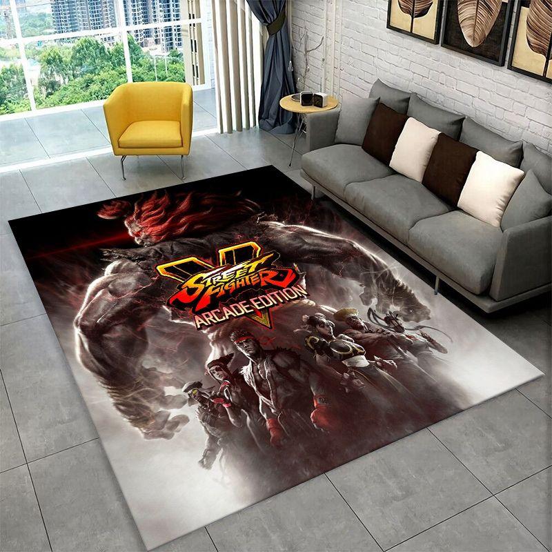 Retro Street Fighter Games Cartoon Carpet Rug for Bedroom Living Room Sofa Playroom Doormat Home Decor,Kid Area Rug Non-slip