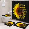 Sunflower Butterfly Waterproof Shower Curtain Bathroom Mats Set Toilet Lid Cover Rugs Anti Slip Carpets Shower Room Floor Mats