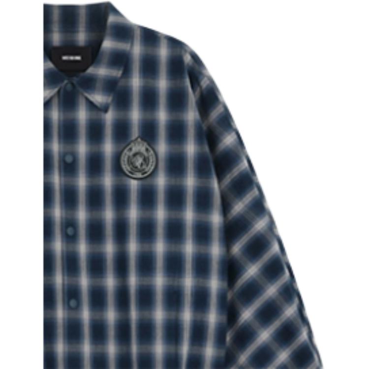 We11done Fw26 College Style Drop Shoulder Loose Fit Coach Plaid Jacket Unisex Jacket WD-JP2-26-027-U-BL
