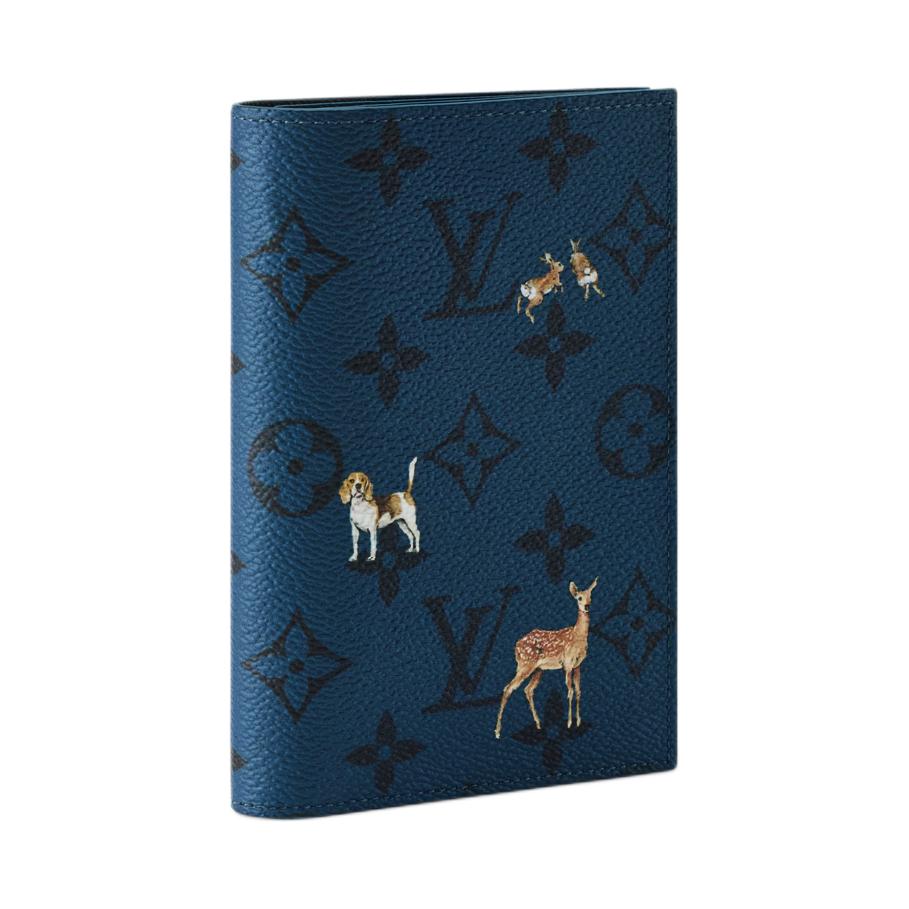Louis Vuitton Ss26 Animal Combination Print Monogram Forest Coated Canvas Passport Holder Men Accessories Navy-Blue M27052