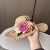 Summer French raffia hat women's summer vacation versatile sun hat flower big brim sun protection beach hat