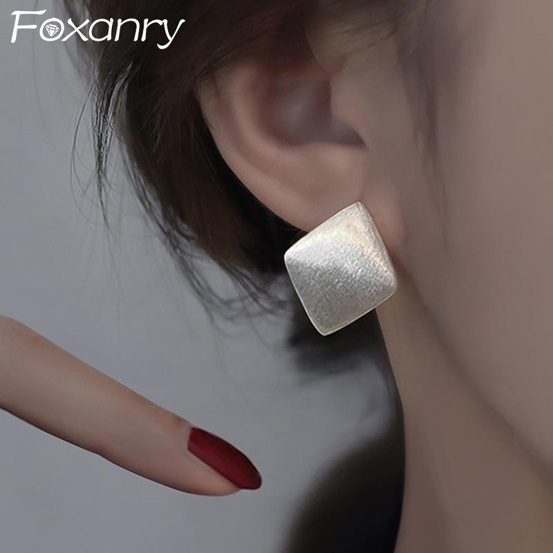 

Foxanry винтажные серьги-гвоздики ручной работы для женщин, новая мода, простой скраб, геометрические вечерние украшения ручной работы, предотвращают аллергию 8mm серебряный