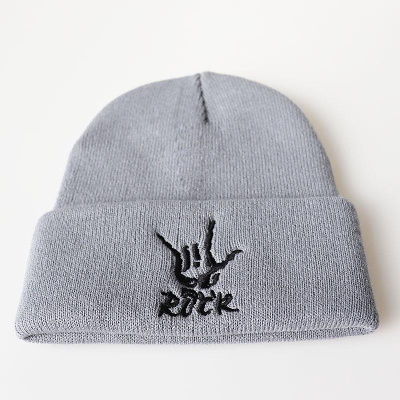 Western Rock ROCK Embroidered Warm Knitted Hat, Woolen Hat, Hip-hop Pullover, Autumn and Winter Unisex Hat, Cold Weather Hat