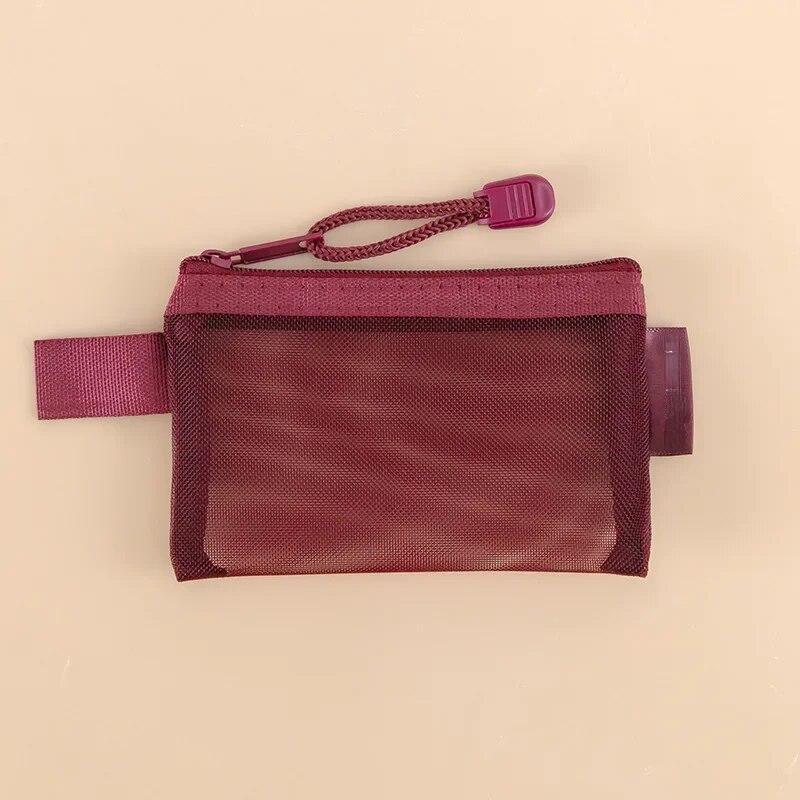 Nueva bolsa retro transparente de malla con cremallera para monedas, organizador de tarjetas de identificación, bolsa portátil para guardar llaves, auriculares, cable de datos, cargador