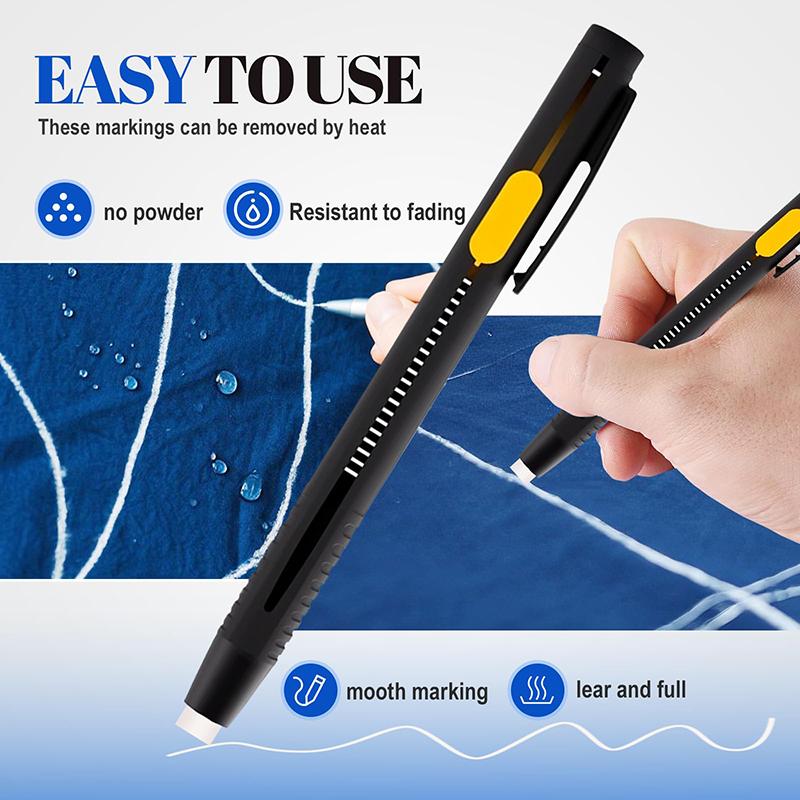 2 Pens+20 Premium Refills Chalk Pencil Patchwork Disappearing Fabric Marker Pens For Diy Craft Sewing Marking Chalk Sewing