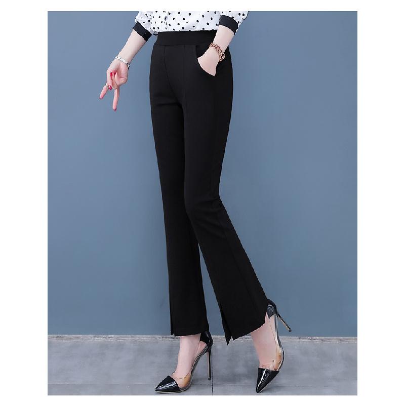 New 2026 Split Flared Pants with Drape Effect, High-waisted Plus-size Cropped Casual Pants