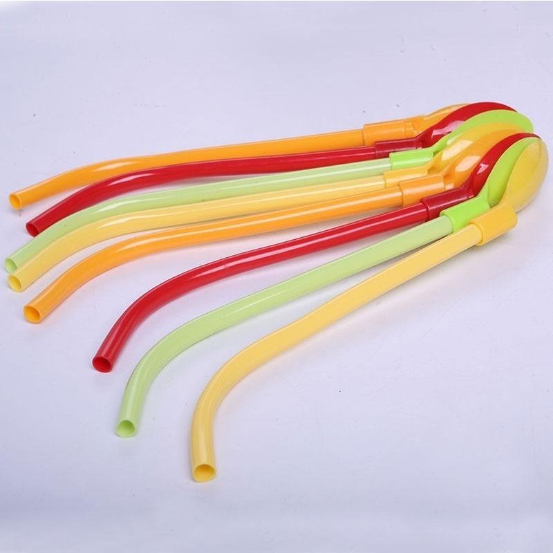 Plastic Candy Color Spoon Straw Great For Ice Cream Sodas 2 Pcs / 1 Pc