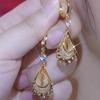 Golden Wire Mesh Coffee Colored Water Droplet Earrings, Women's Light Luxury High-end Fashion, Atmospheric Earrings, Temperament Earrings