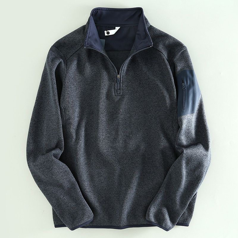 Men s Stand Collar Sweatshirt Jacket Pullover Fashion Versatile Casual Top Trendy Fleece Jacket Dark Night Orchid 3XL