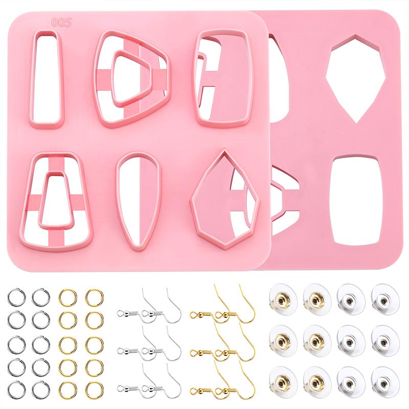 Polymer Clay Cutters for Earring Making Contains Clay Molds Earring Hooks Rings Boho Clay Cutters for Polymer Clay Jewelry