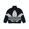 adidas Originals Contrasting Logo Suede Stand Collar Jacket Unisex Black HC0325