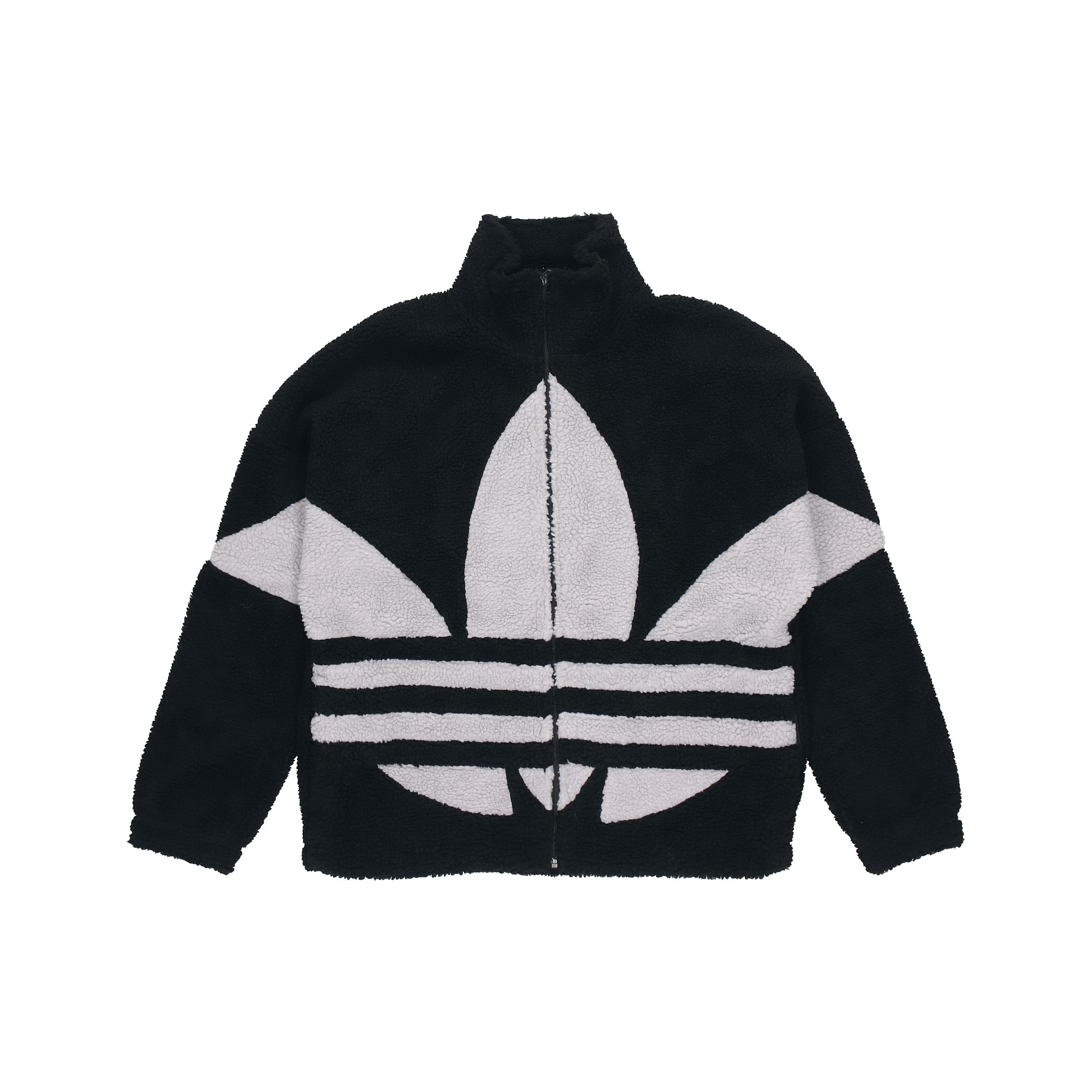 Adidas Originals Contrasting Logo Suede Stand Collar Jacket Unisex Black HC0325 XS