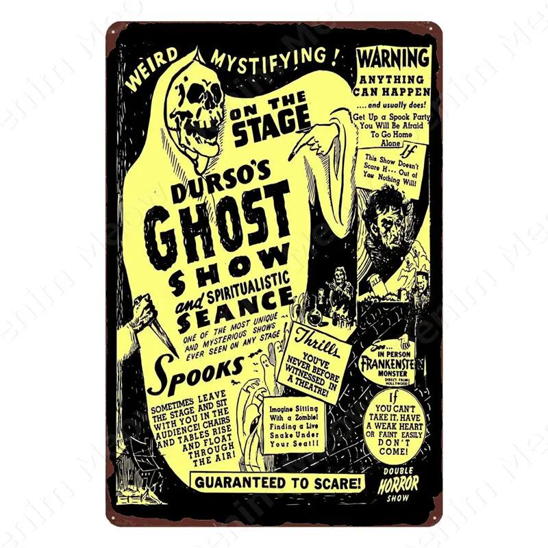 Halloween Party Vintage Metal Tin Sign Trick or Treat Home Bedroom Club Wall Decor Pumpkin Monster Poster Door Decorati